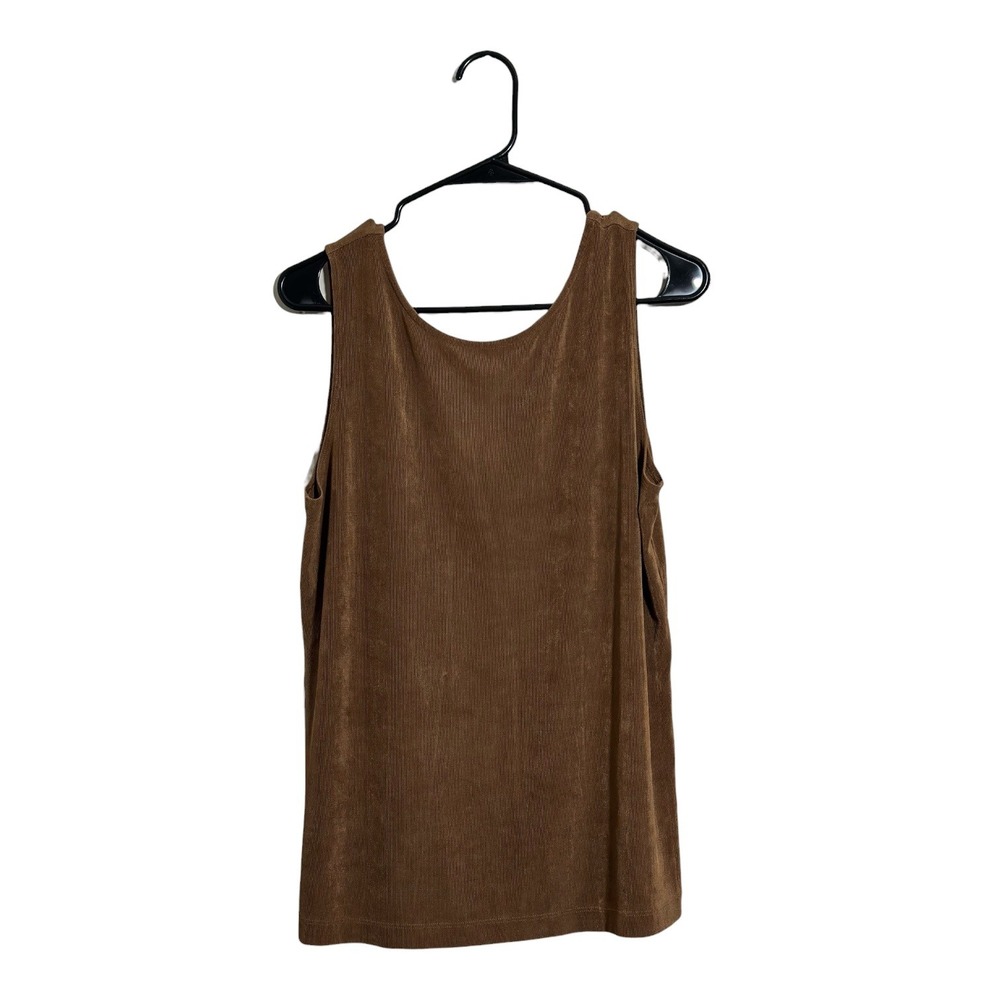 Chico's Travelers Tank Top Bronze Brown Ribbed Slinky Knit Scoop Neck Size 12/14